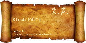 Kirch Pál névjegykártya